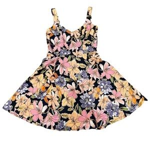 Trixxi Navy Blue and Floral Mini Dress, Size Medium